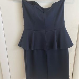 Aqua Navy Blue Peplum Short Dress (s)